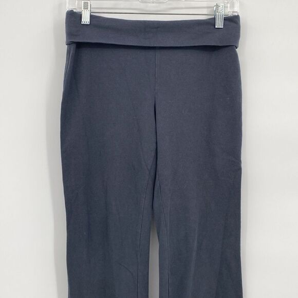 Old Navy Active Foldover Yoga Pants Gray Logo Back Flare Legs Small Petite Y2K - Picture 2 of 10